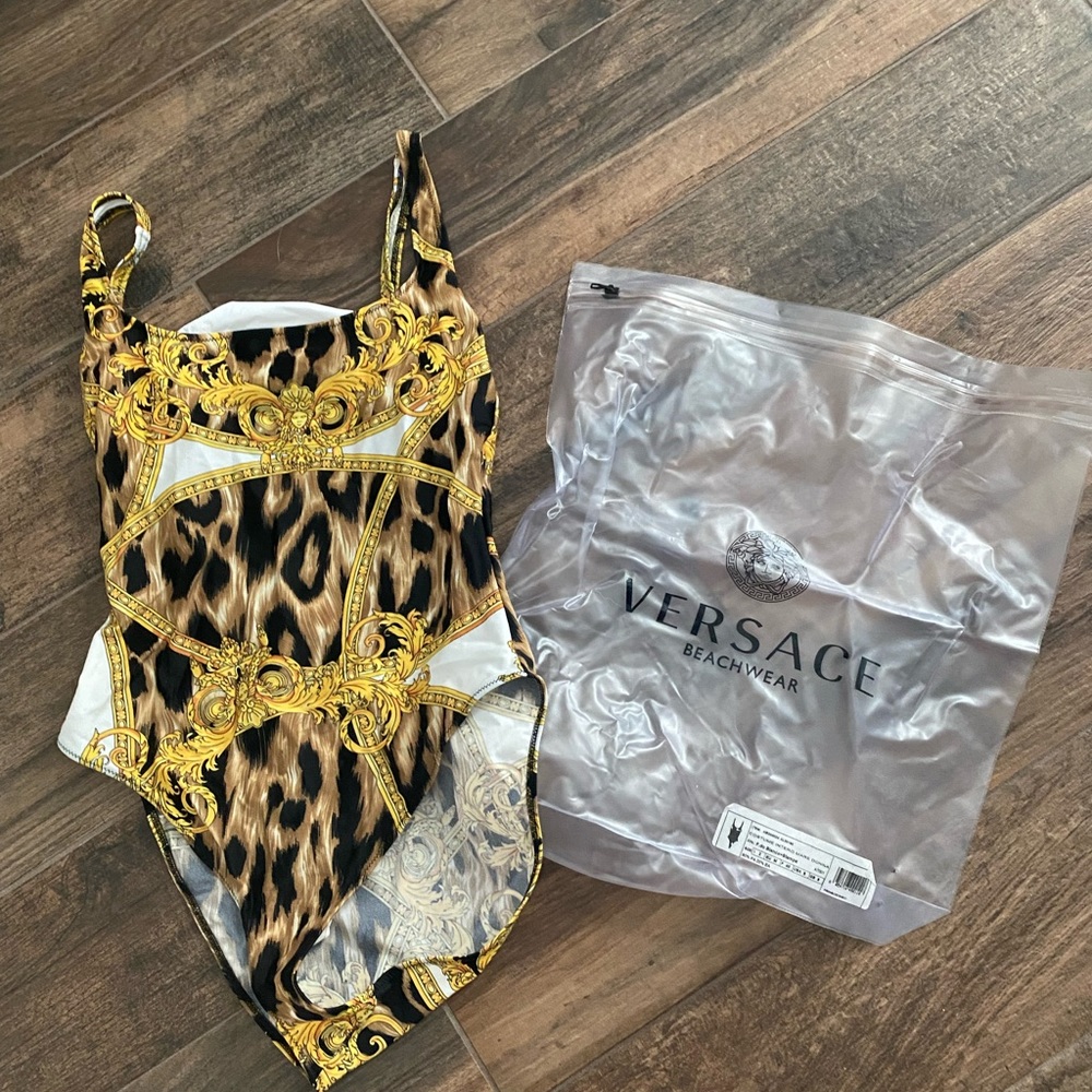 Versace Iconic print medusa leopard print one piece